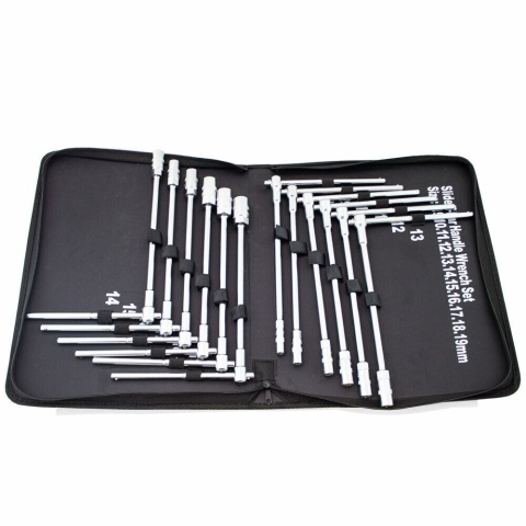 ZESTAW KLUCZY NASADOWYCH SZEŚCIOKĄTNYCH 12 ELEMENTÓW 9-19MM W WALIZCE TRANSPORTOWEJ