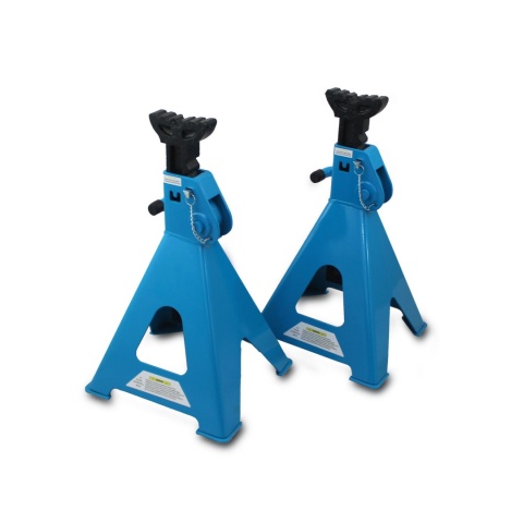 Zestaw 2 sztuk kobyłek warsztatowych Bituxx o udźwigu 12 t każda. Regulacja wysokości 48,7-74,8 cm