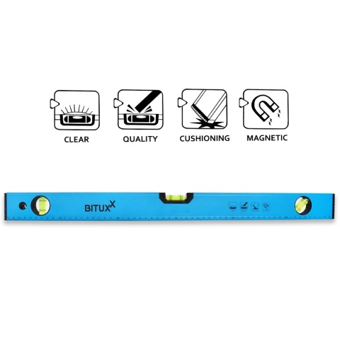 Zestaw 4szt Poziomice magnetyczne BITUXX 10 / 40 / 100 / 150cm Komplet