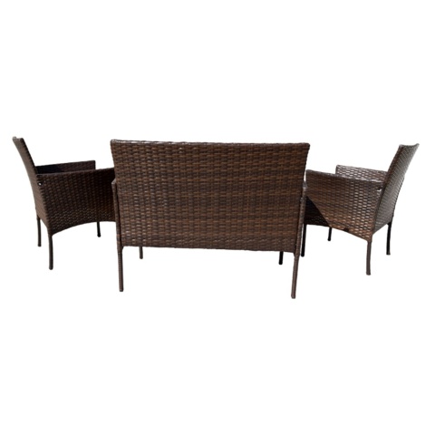 Zestaw Mebli Ogrodowych z technorattanu Brązowy 4 elemnty Krzesła Kanapa + stolik