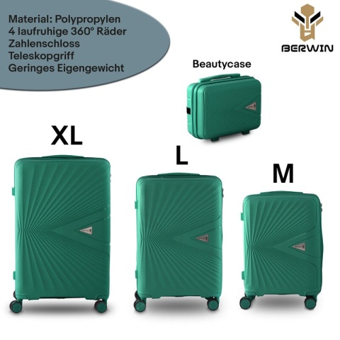 Zestaw Walizek 4szt Xl+L+M+Kuferek Morska Bryza BERWIN ABS na 4 kółkach