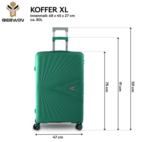 Zestaw Walizek 4szt Xl+L+M+Kuferek Morska Bryza BERWIN ABS na 4 kółkach