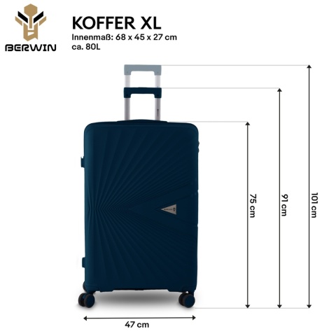 Zestaw Walizek 4szt Xl+L+M+Kuferek Morska Zieleń ABS na 4 kółkach