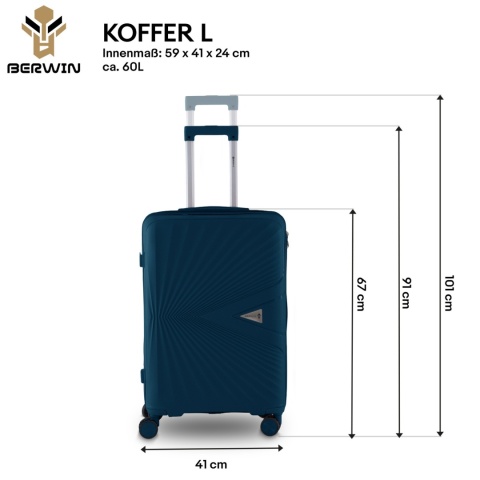 Zestaw Walizek 4szt Xl+L+M+Kuferek Morska Zieleń ABS na 4 kółkach