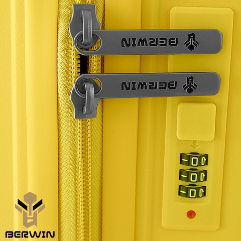 Zestaw Walizek 4szt Xl+L+M+Kuferek ŻÓŁTY Tropikalny BERWIN ABS na 4 kółkach