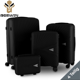 Zestaw Walizek 4szt Xl+L+M+Kuferek Czarne BERWIN ABS na 4 kółkach