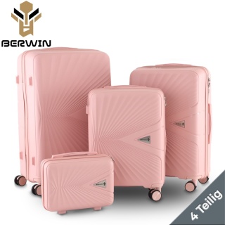 Zestaw Walizek 4szt Xl+L+M+Kuferek Matowy Róż BERWIN ABS na 4 kółkach
