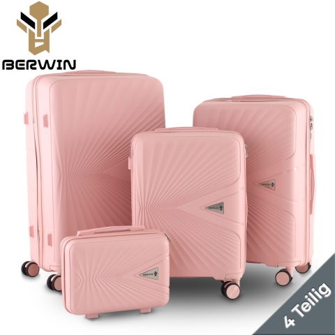Zestaw Walizek 4szt Xl+L+M+Kuferek Matowy Róż BERWIN ABS na 4 kółkach