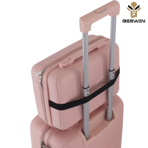 Zestaw Walizek 4szt Xl+L+M+Kuferek Matowy Róż BERWIN ABS na 4 kółkach