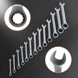 Zestaw kluczy płasko-oczkowych z grzechotką 8-32mm CrV 13 szt Zestaw Polerowane