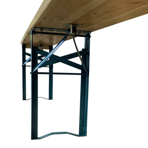 Zestaw ogrodowy – stół + 2 ławki wykonane z drewna, idealne do tarasu, ogrodu lub na kemping