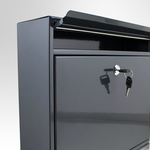 Bituxx – naścienna grafitowa skrzynka pocztowa na listy | odporna, stalowa, z kluczem