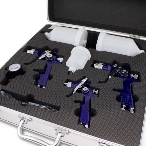 Bituxx zestaw 3 pistoletów natryskowych HVLP w walizce – profesjonalne narzędzie do malowania