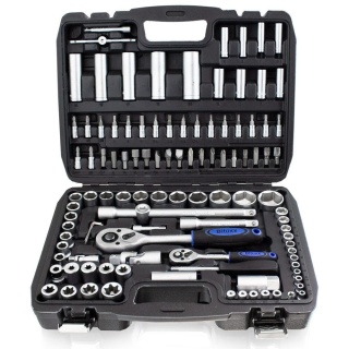 Bituxx zestaw kluczy nasadowych 108 el – grzechotka + nasadki chromowo-wanadowe