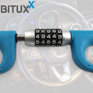 Blokada kierownicy Bituxx – 5‑cyfrowy szyfr, stalowe zabezpieczenie samochodowe