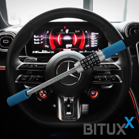 Blokada kierownicy Bituxx – 5‑cyfrowy szyfr, stalowe zabezpieczenie samochodowe