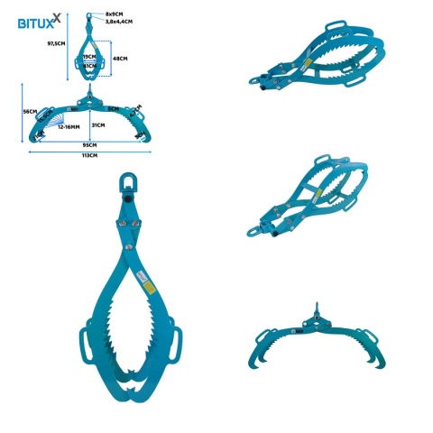 Chwytak do drewna Bituxx 720 mm – kleszcze samozaciskowe 1500 kg