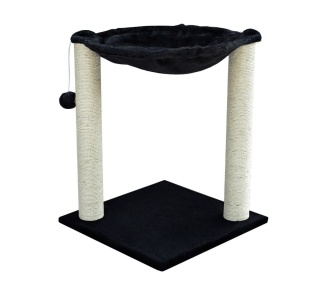 Czarny drapak dla kota z sizalowymi słupkami, hamakiem i legowiskiem stabilne drzewko do zabawy i odpoczynku