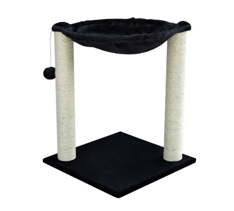 Czarny drapak dla kota z sizalowymi słupkami, hamakiem i legowiskiem stabilne drzewko do zabawy i odpoczynku