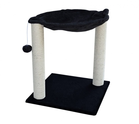 Czarny drapak dla kota z sizalowymi słupkami, hamakiem i legowiskiem stabilne drzewko do zabawy i odpoczynku