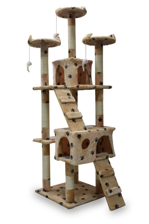 Drapak dla kota beżowy w łapki 170 XL Sizal i sznurki Koci plac zabaw