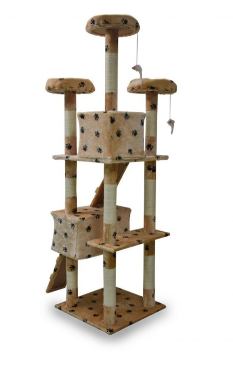 Drapak dla kota beżowy w łapki 170 XL Sizal i sznurki Koci plac zabaw