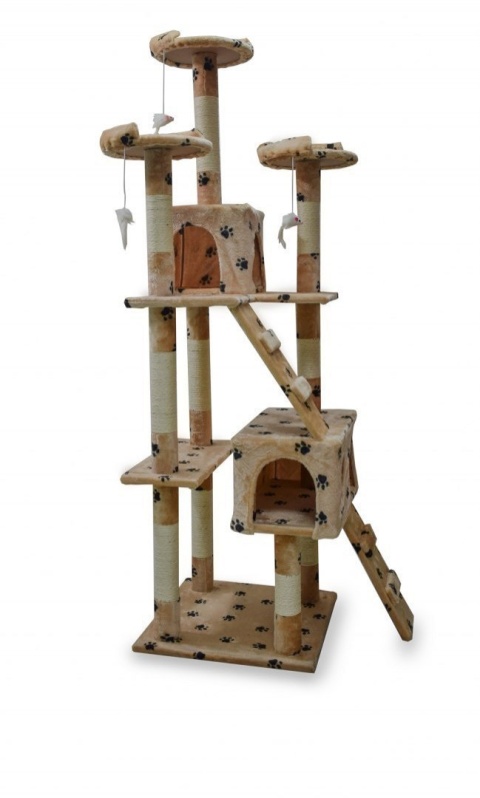 Drapak dla kota beżowy w łapki 170 XL Sizal i sznurki Koci plac zabaw