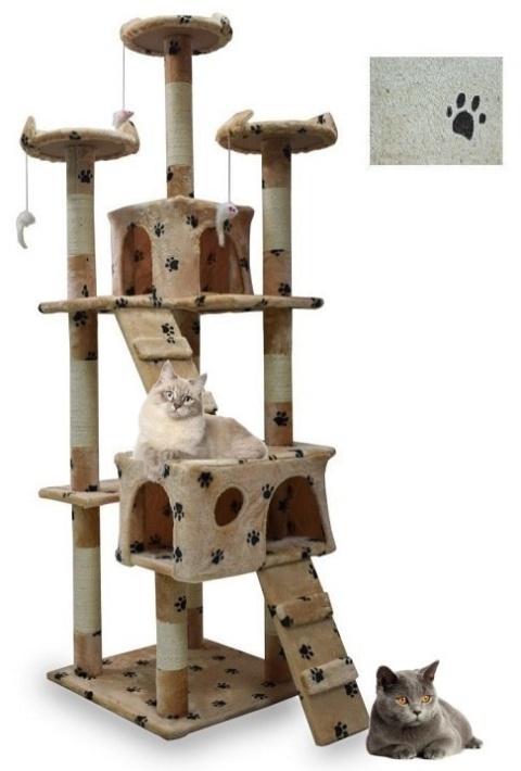 Drapak dla kota beżowy w łapki 170 XL Sizal i sznurki Koci plac zabaw