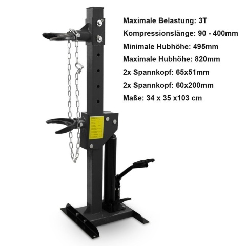 Hydrauliczny ściskacz sprężyn 3 T – napinacz amortyzatorów do samochodów osobowych i lekkich