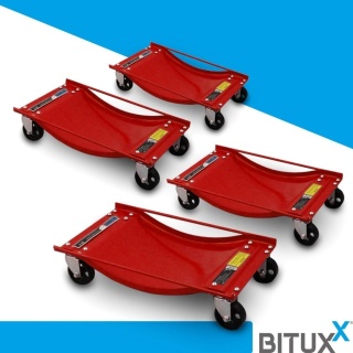 Komplet 4 wózków manewrowych Bituxx 680 kg – stalowy zestaw warsztatowy