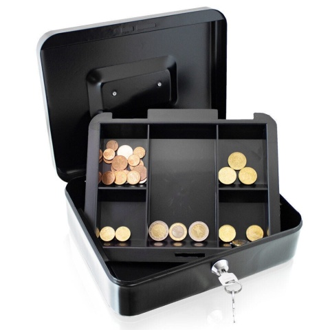 Metalowa kasetka na pieniądze z zamkiem – walizka do transportu i przechowywania gotówki