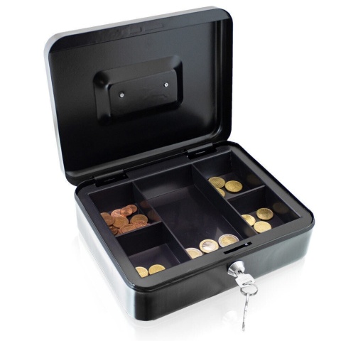 Metalowa kasetka na pieniądze z zamkiem – walizka do transportu i przechowywania gotówki