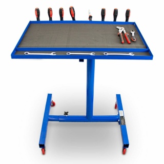 Mobilny stół roboczy warsztatowy – regulowany, na kółkach, do narzędzi