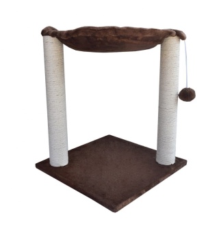 Słupek drapak dla kota brązowy – drzewko z legowiskiem i platformą