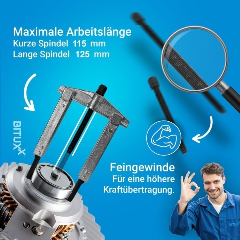 Ściągacz do łożysk 12 el. Bituxx – 2 i 3-ramienny zestaw profesjonalny