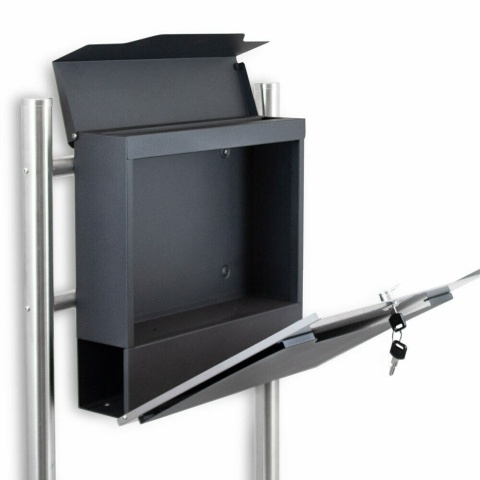 Skrzynka pocztowa Bituxx z gazetnikiem na stojaku – wolnostojąca skrzynka na listy