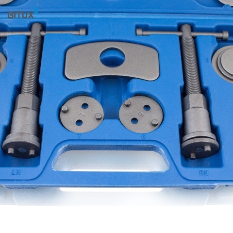 Zestaw Bituxx 22 el. do wciskania tłoczków hamulcowych – adaptery + prasy