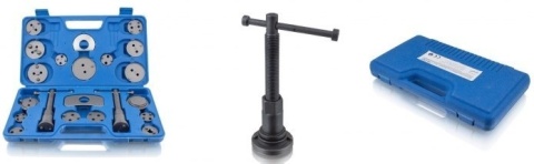 Zestaw Bituxx 22 el. do wciskania tłoczków hamulcowych – adaptery + prasy