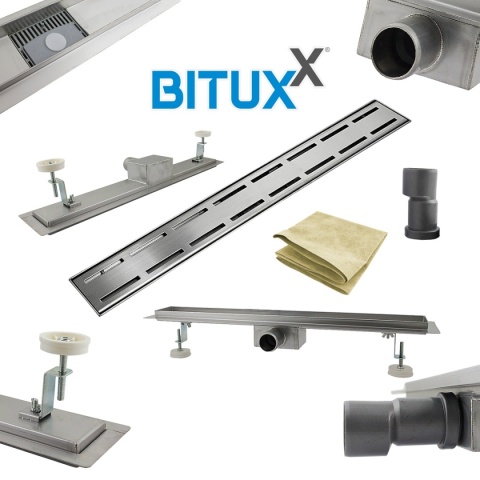 Bituxx Odpływ liniowy 150 cm LINE – podłogowy odpływ prysznicowy z niskim syfonem
