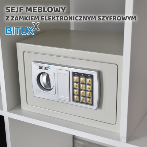 Sejf meblowy jasnoszary z zamkiem elektronicznym – kompaktowa kasetka do domu i biura