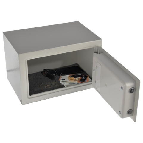 Sejf meblowy jasnoszary z zamkiem elektronicznym – kompaktowa kasetka do domu i biura