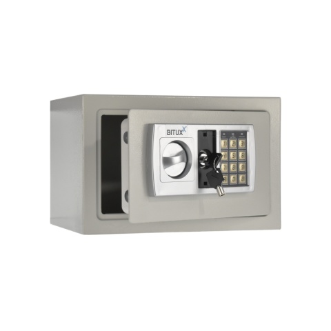 Sejf meblowy jasnoszary z zamkiem elektronicznym – kompaktowa kasetka do domu i biura