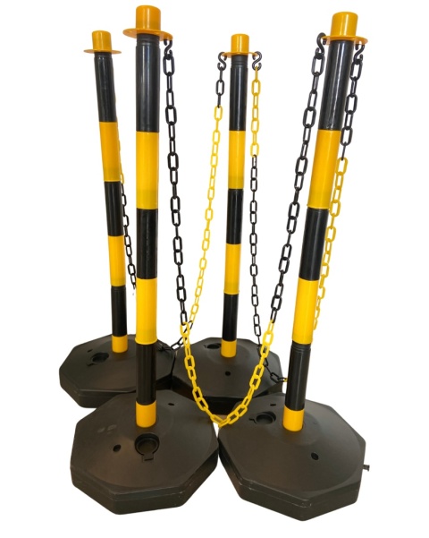 Słupki z łańcuchami bariery łańcuchowe odgradzające 3x1,5M blokada Bituxx