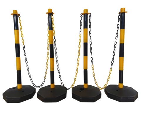 Słupki z łańcuchami bariery łańcuchowe odgradzające 3x1,5M blokada Bituxx
