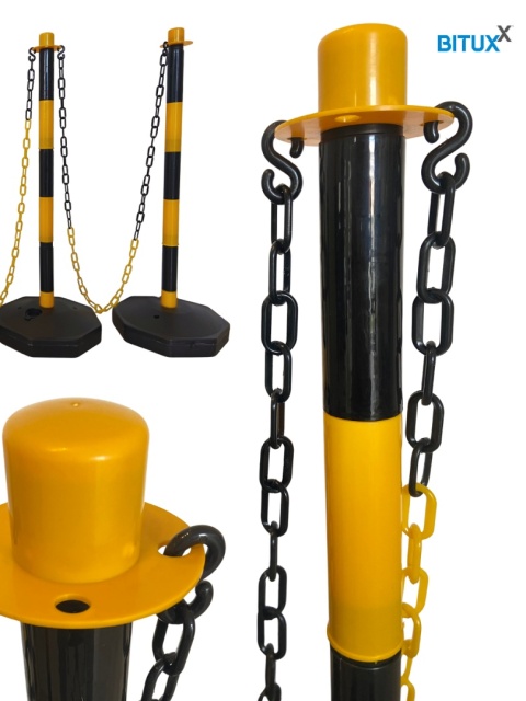 Słupki z łańcuchami bariery łańcuchowe odgradzające 3x1,5M blokada Bituxx
