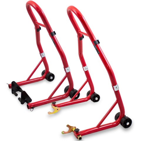 „Stojak motocyklowy — uchwyt przód + tył, stalowy, uniwersalny”