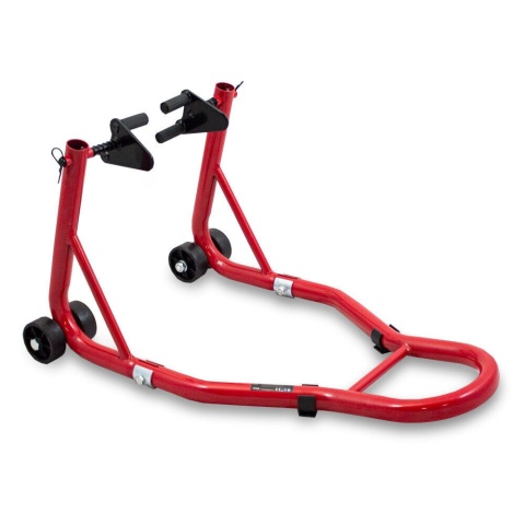 Uchwyt do przedniego koła motocykla Bituxx 250 kg – czerwony stojak gumowany