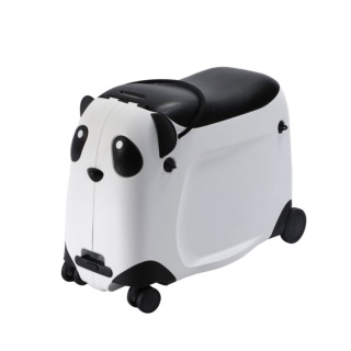 Walizka Podróżna dziecieca Jeździk lotniskowy na kółkach z Pasami Czarna Panda