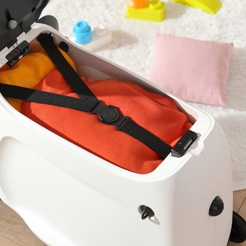 Walizka Podróżna dziecieca Jeździk lotniskowy na kółkach z Pasami Czarna Panda