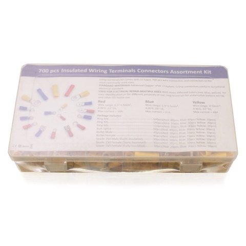 Zaciskarka konektorów + zestaw 700 końcówek Bituxx – szczypce do kabli 0,5–6 mm²